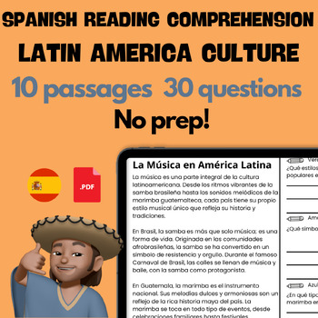 Preview of Save +5 hours Spanish Reading Comprehension Passages - Latin America Culture