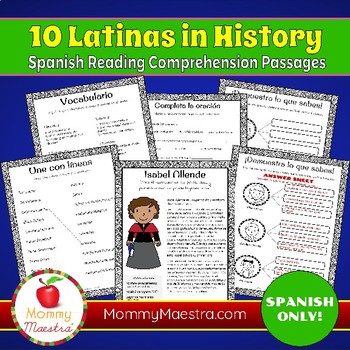 Preview of Spanish Reading Comprehension Passages: 10 Latinas in History
