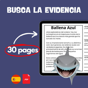 Preview of Save +5 hours Spanish Reading Comprehension Passages and Questions, Sea Animals