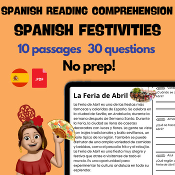 Preview of Save +5 hours Spanish Culture Reading Comprehension Passages España