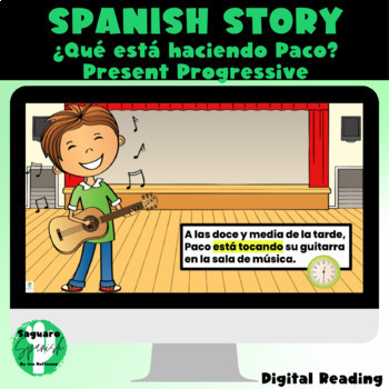 Preview of Spanish Reading Comprehension | Present Tense Story | Present Progressive