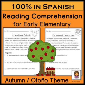 Preview of Spanish Reading Comprehension for Fall Autumn | Worksheet and Digital
