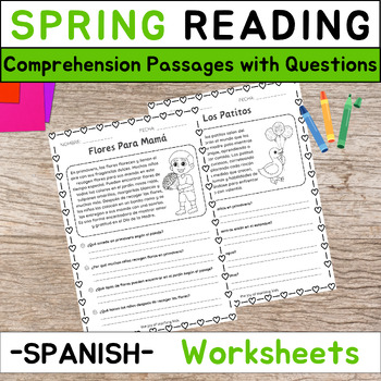 Preview of Spanish Reading Comprehension for Spring - Lecturas de comprensión primavera ...