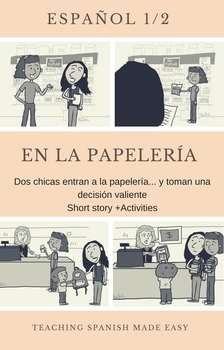 Preview of Spanish Short Story- Ar verbs, school supplies, classes, Infographic, Activities
