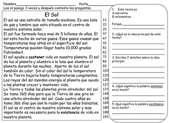 Spanish Reading Fluency Passages Fluidez en Espanol | TpT