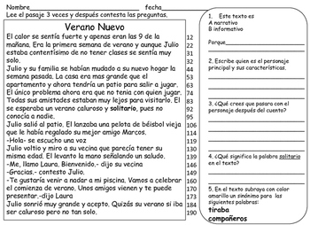 spanish reading fluency passages fluidez en espanol tpt