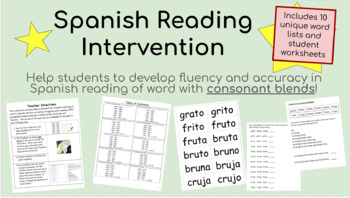 Preview of Spanish Reading Interventions- Consonant Blends words