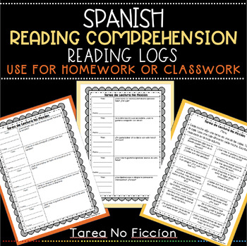 Preview of Spanish Reading Logs NON-FICTION~Lectura de español NO FICCIÓN 3rd and 4th Grade