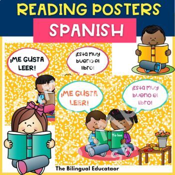 Preview of Spanish Reading Motivation Classroom Decor Library Area Corner Bulletin Board