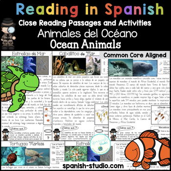 Preview of Spanish Reading Passages: Ocean Animals