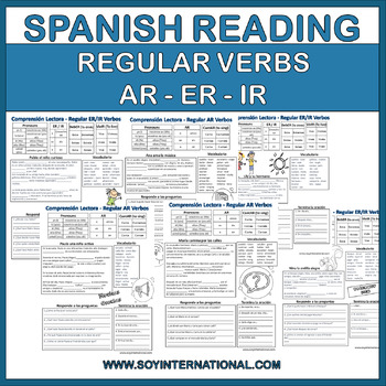Preview of Spanish Reading Regular Verbs AR - ER- IR