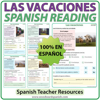 Preview of Spanish Reading about Vacations - Las Vacaciones