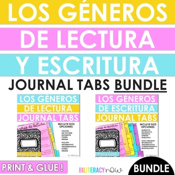 Preview of Spanish Reading and Writing Genre Tabs for Journals BUNDLE