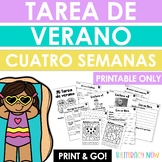Spanish Reading and Writing Summer Packet - Four Weeks - T