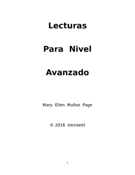 Preview of Spanish Readings for Advanced Level  (Revised)