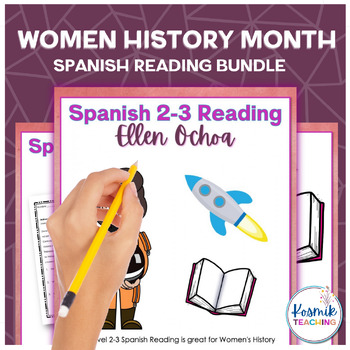 Preview of Spanish Reading Comprehension Worksheets for Women's History | Digital Included