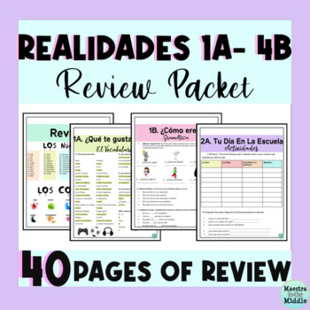 Preview of Spanish Realidades 1A - 4B End of Year Review Packet
