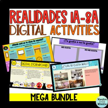 Preview of Spanish Realidades 1A-8A Digital Activities Mega Bundle