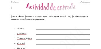Spanish Realidades 2 (1A-8B) Bundle of 10 Scrambled Words Activities
