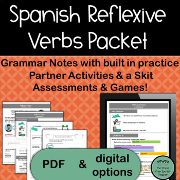Preview of Spanish Reflexive Verbs PACKET of Activities for Practice and Review