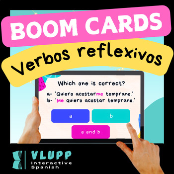 Preview of Spanish Reflexive Verbs Activity - Digital Task Cards with Boom Cards