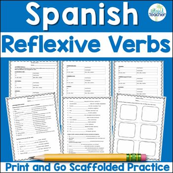 Preview of Spanish Reflexive Verbs Conjugation Worksheets Practice