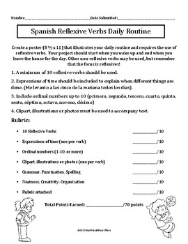 Preview of Spanish Reflexive Verbs Daily Routine Project