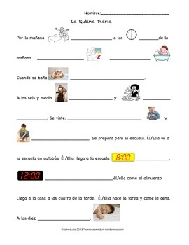 spanish reflexive verbs daily routine rutina diaria by ameduria