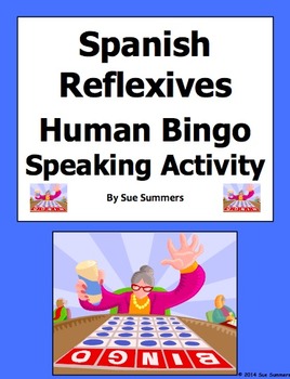 Preview of Spanish Reflexive Verbs Human Bingo Game Speaking Activity & Follow-Up