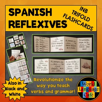 Preview of Spanish Reflexive Verbs Interactive Notebook Trifold Flashcards