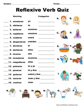 reflexive pronouns spanish worksheet