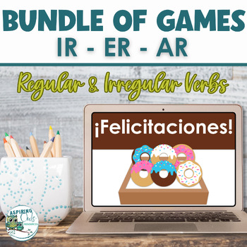 Preview of Spanish Regular & Irregular Present Tense AR, ER and IR Verbs Review Google Game
