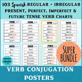 Spanish Regular, Irregular Verb Conjugations Chart Posters