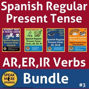 Preview of Regular Spanish Present Tense Verbs BUNDLE Presente de Verbos Regulares AR ER IR