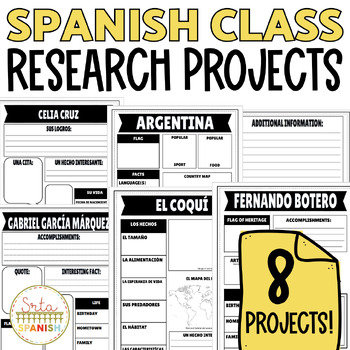 Preview of Spanish Research Project Templates PRINTABLE Emergency Sub Plans for Spanish