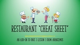 Spanish Restaurant "Cheat Sheet": Add-on to Unit 3 Lesson 
