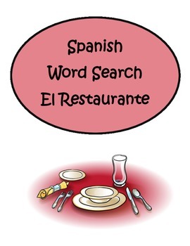Preview of Spanish Restaurant Word Search Build Vocabulary Improve Spelling