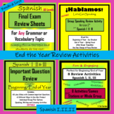 Spanish Review Materials for End of Year - Spanish I, II or III