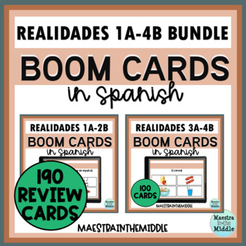 Preview of Spanish Review Realidades 1A-4B BOOM Card Bundle Digital Task Cards