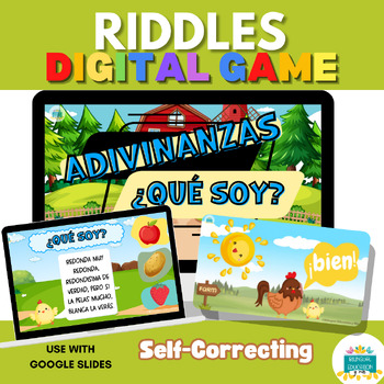Preview of Spanish Riddles Adivinanzas en Español For Google Slides 19 Riddles Digital Game