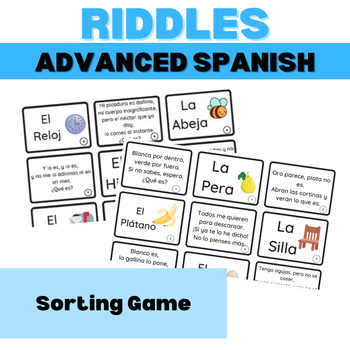 Preview of Spanish Riddles - Sorting Game - Spanish Vocabulary Puzzle Cards - adivinanzas