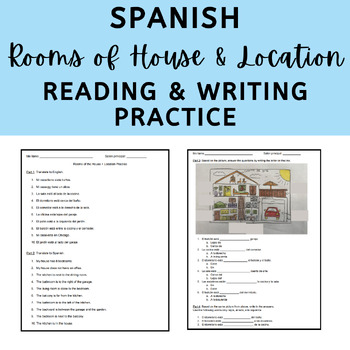 Preview of Spanish Rooms of the House & Location Practice Worksheet