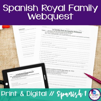 Preview of Spanish Royal Family Webquest - internet activity, worksheet, print and digital