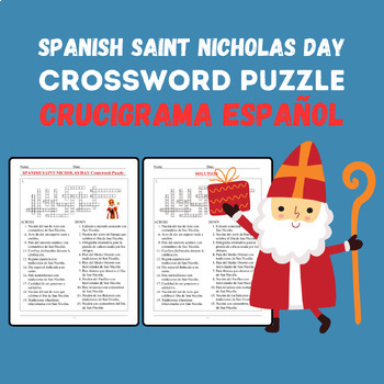 Preview of Spanish SAINT NICHOLAS DAY Crossword Puzzle Vocabulary Worksheet Activity