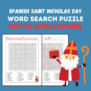 Preview of Spanish SAINT NICHOLAS DAY Word Search Puzzle Vocabulary Worksheet Activity