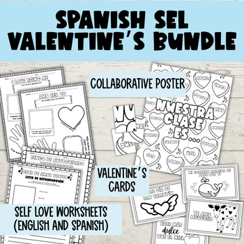 Preview of Spanish SEL Valentine's Day BUNDLE Día de San Valentín Affirmations Amor Propio