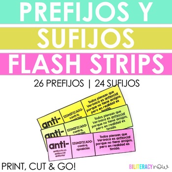 Preview of Spanish Prefixes and Suffixes Flash Strips - Los prefijos y sufijos