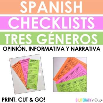 Preview of Spanish Writing Checklists for Narrative, Informational & Opinion Writing!