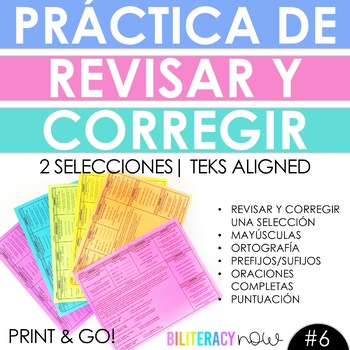 Preview of Spanish Writing Test Prep Revise & Edit Practice with Two NEW Selections #6