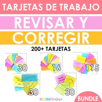 Preview of Spanish Writing Revising Editing 200+ Task Card BUNDLE for Test Prep